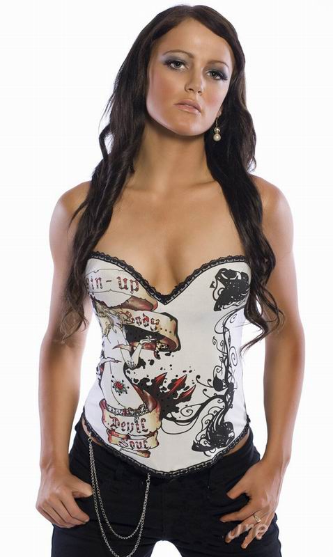 Cartoon Blonde-naked Girl Decoration Black Spandex Corset